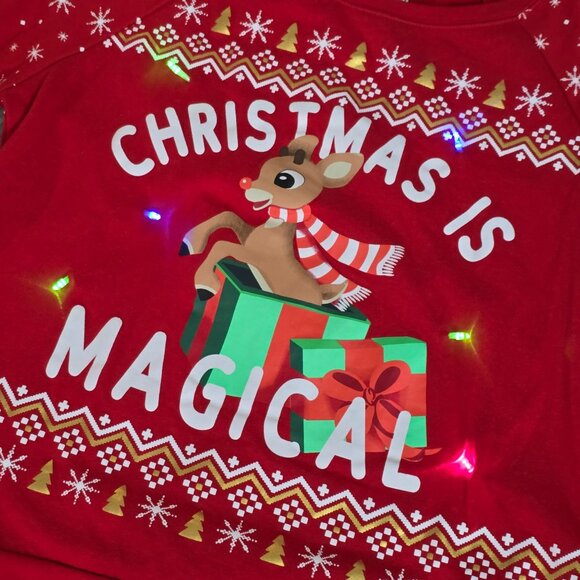 Rudolph The Red-Nosed Reindeer "Christmas Is Magical" Light-Up Sweater XXL - Picture 13 of 14